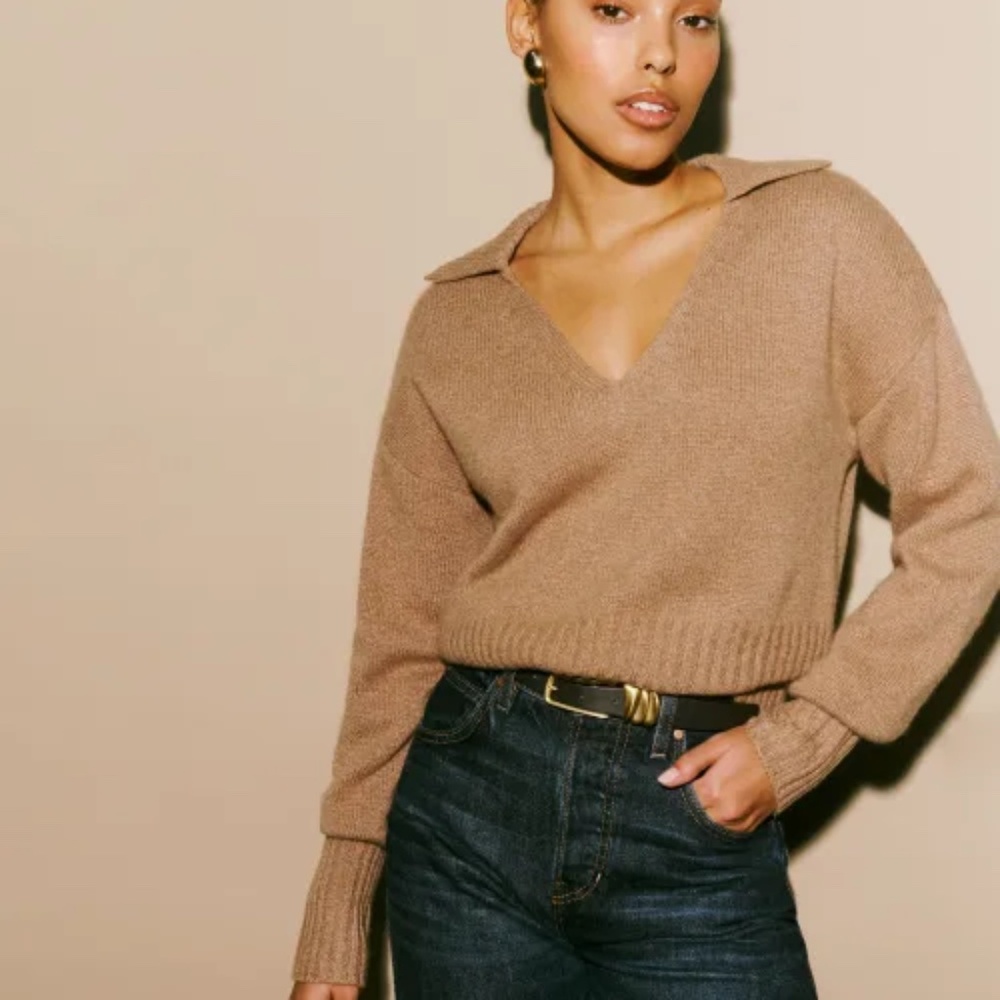 Reformation Beckie Cashmere Collared Sweater